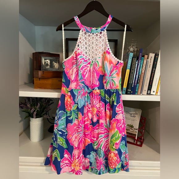 SOLD. Lilly Pulitzer Kinley Dress Beckon Blue Jungle Utopia | 10 - Picture 2 of 14